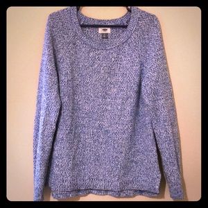 Old Navy Blue and white flecked knit sweater